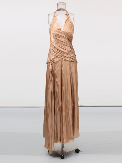Elegant V-neck Sleeveless Long Dress