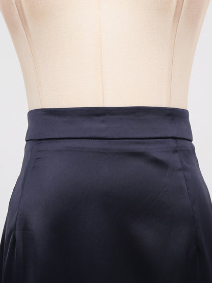 Glamorous Navy Blue Embellished Top and Skirt Set