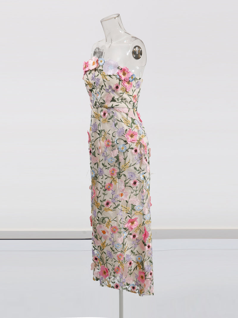 Casual Patchwork Flower Long Dress