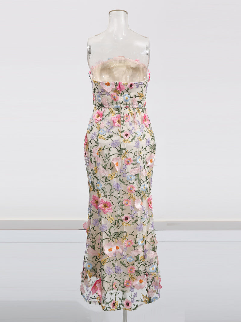 Casual Patchwork Flower Long Dress