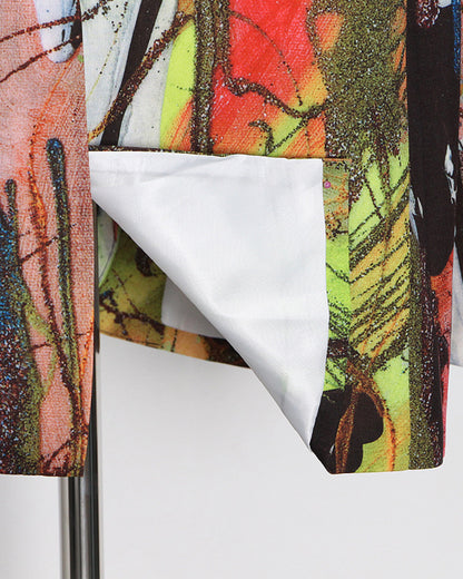Abstract Art V-neck Print Single-Breasted Blazer