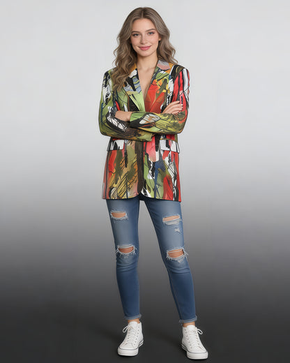 Abstract Art V-neck Print Single-Breasted Blazer