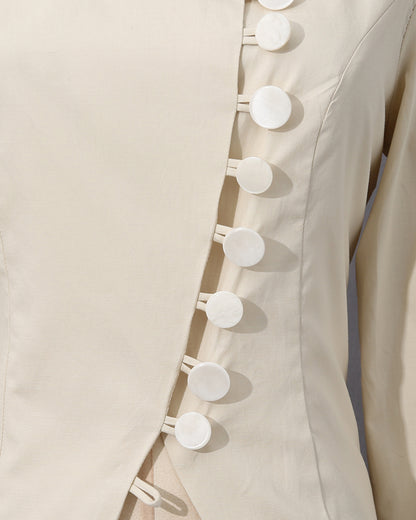 Apricot Asymmetrical Button Fitted Blazer