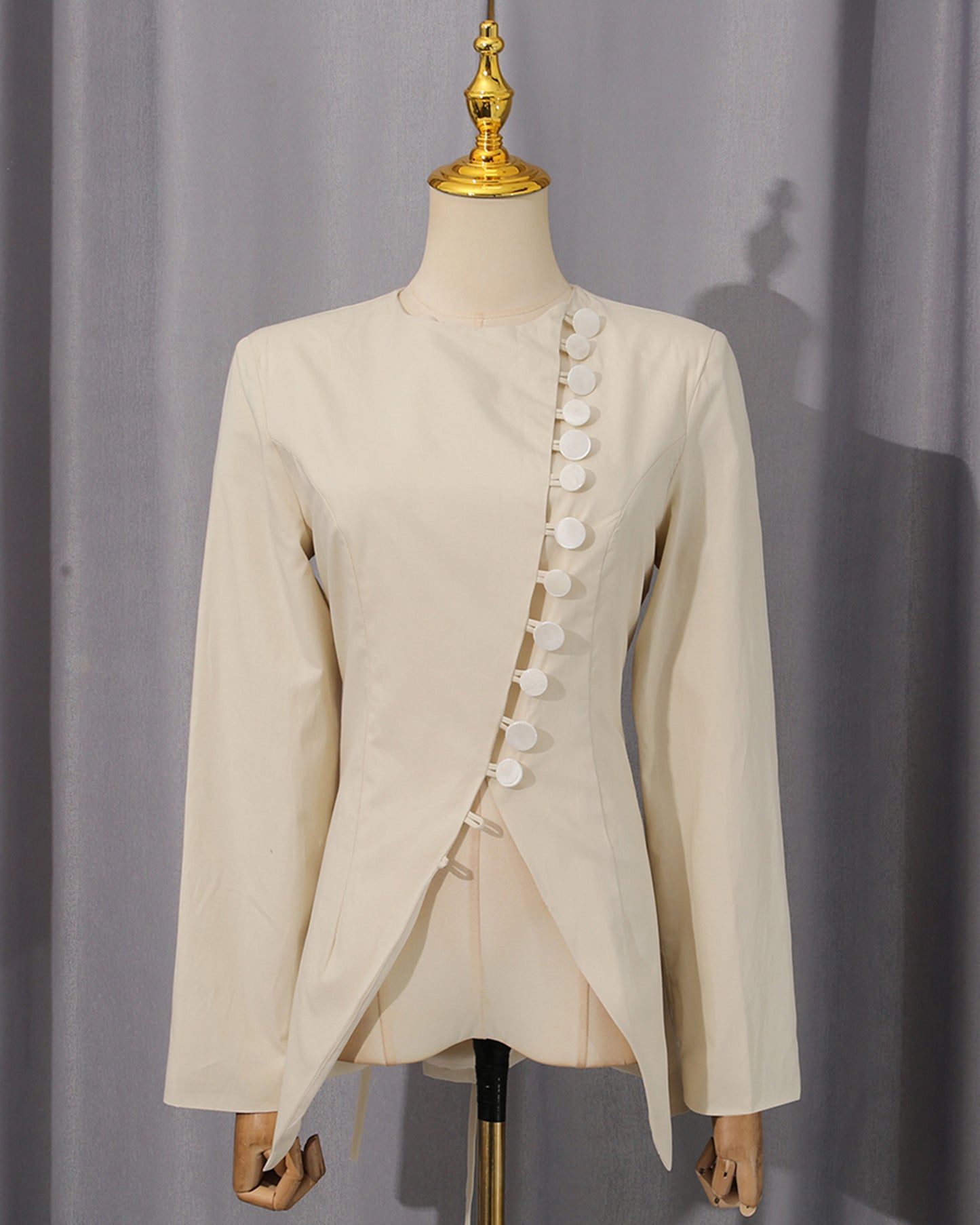 Apricot Asymmetrical Button Fitted Blazer