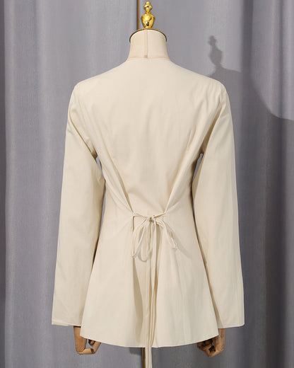 Apricot Asymmetrical Button Fitted Blazer