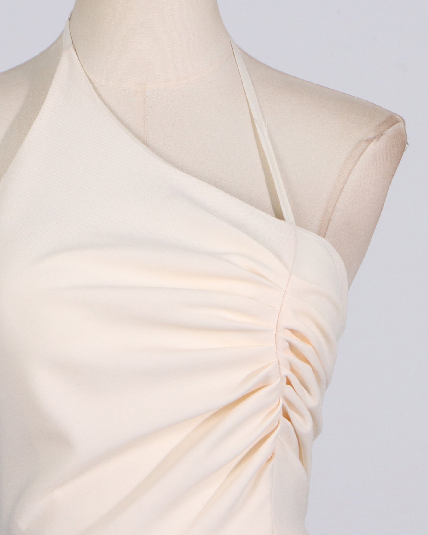 Apricot Asymmetrical Halter Midi Dress