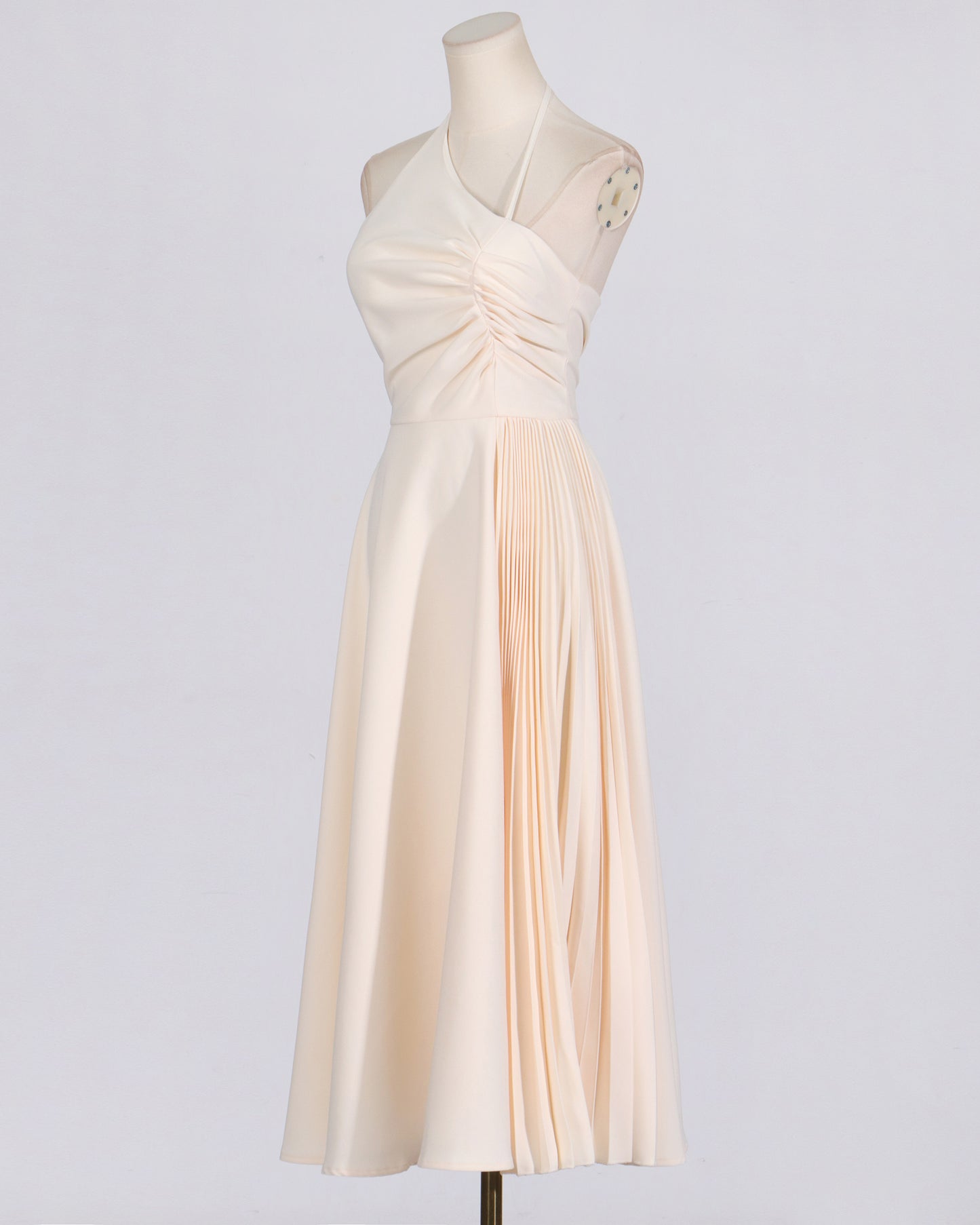 Apricot Asymmetrical Halter Midi Dress
