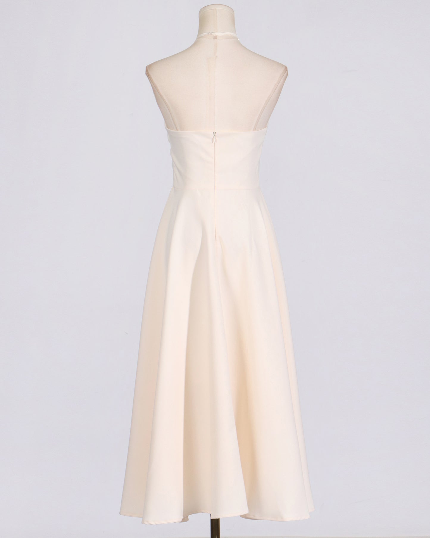 Apricot Asymmetrical Halter Midi Dress