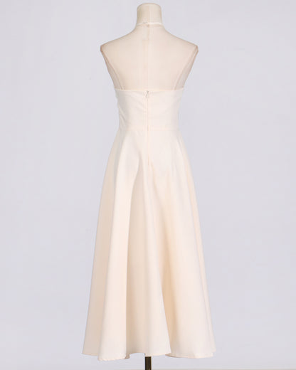 Apricot Asymmetrical Halter Midi Dress