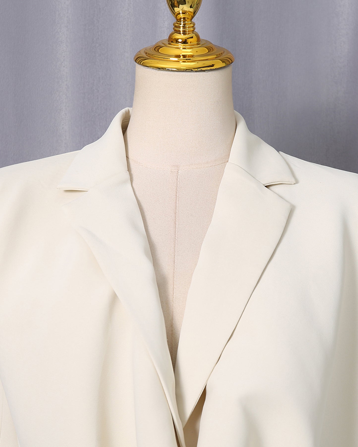 Apricot Beaded Asymmetric Drape Blazer