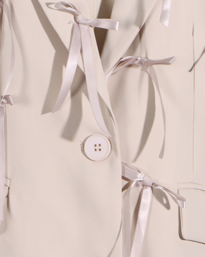 Apricot Blazer with Satin Bow Embellishments