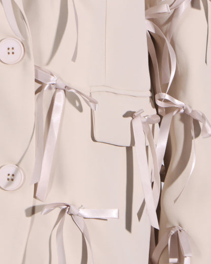 Apricot Blazer with Satin Bow Embellishments