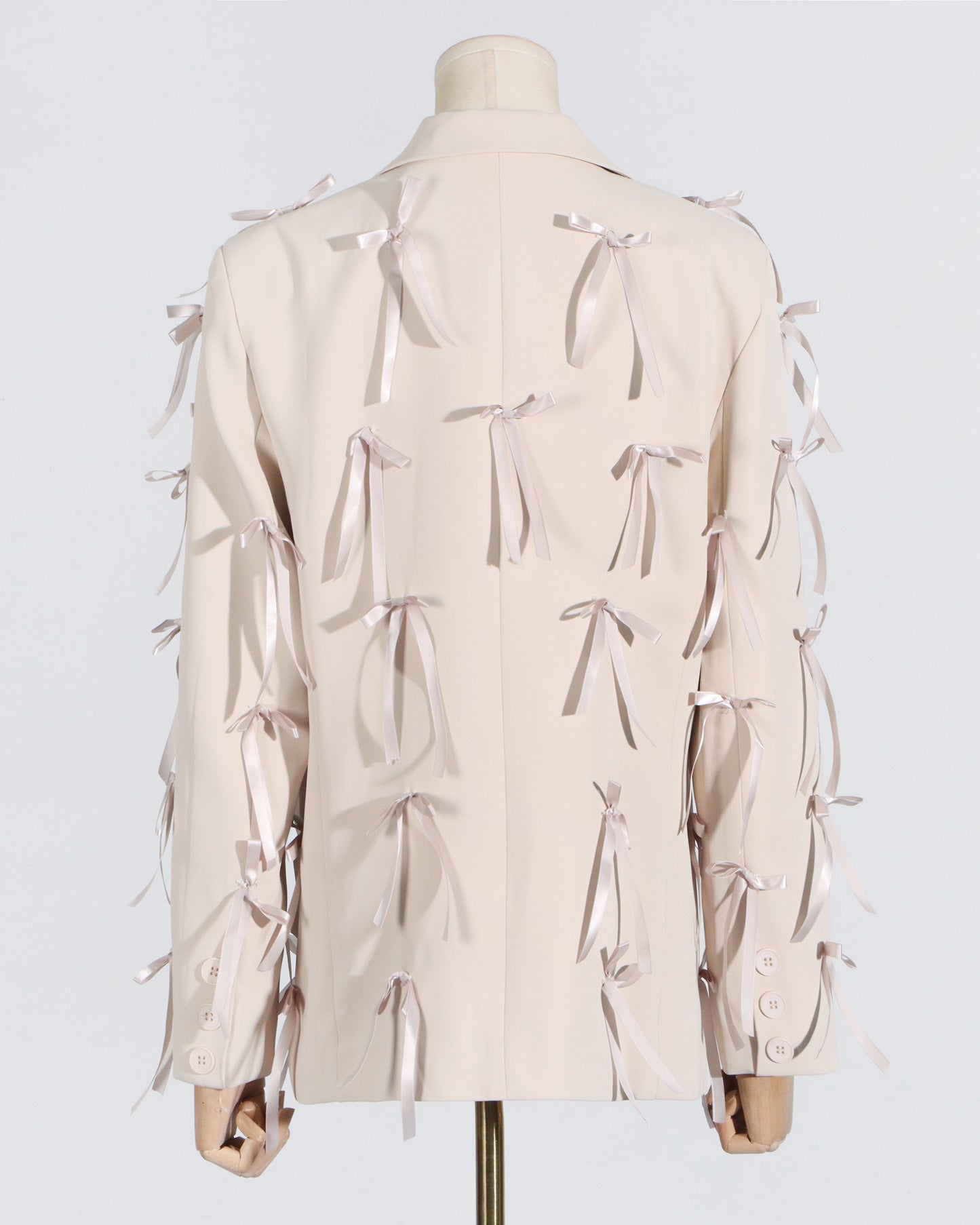 Apricot Blazer with Satin Bow Embellishments