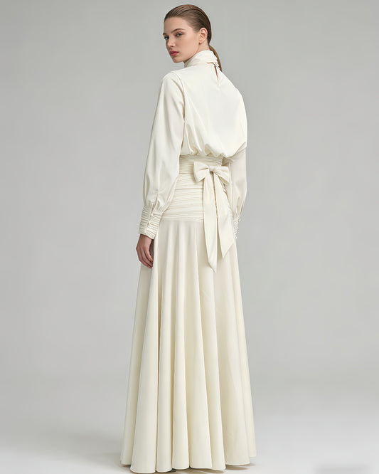 Apricot Bow Tie Smocked Waist Two-Piece Set