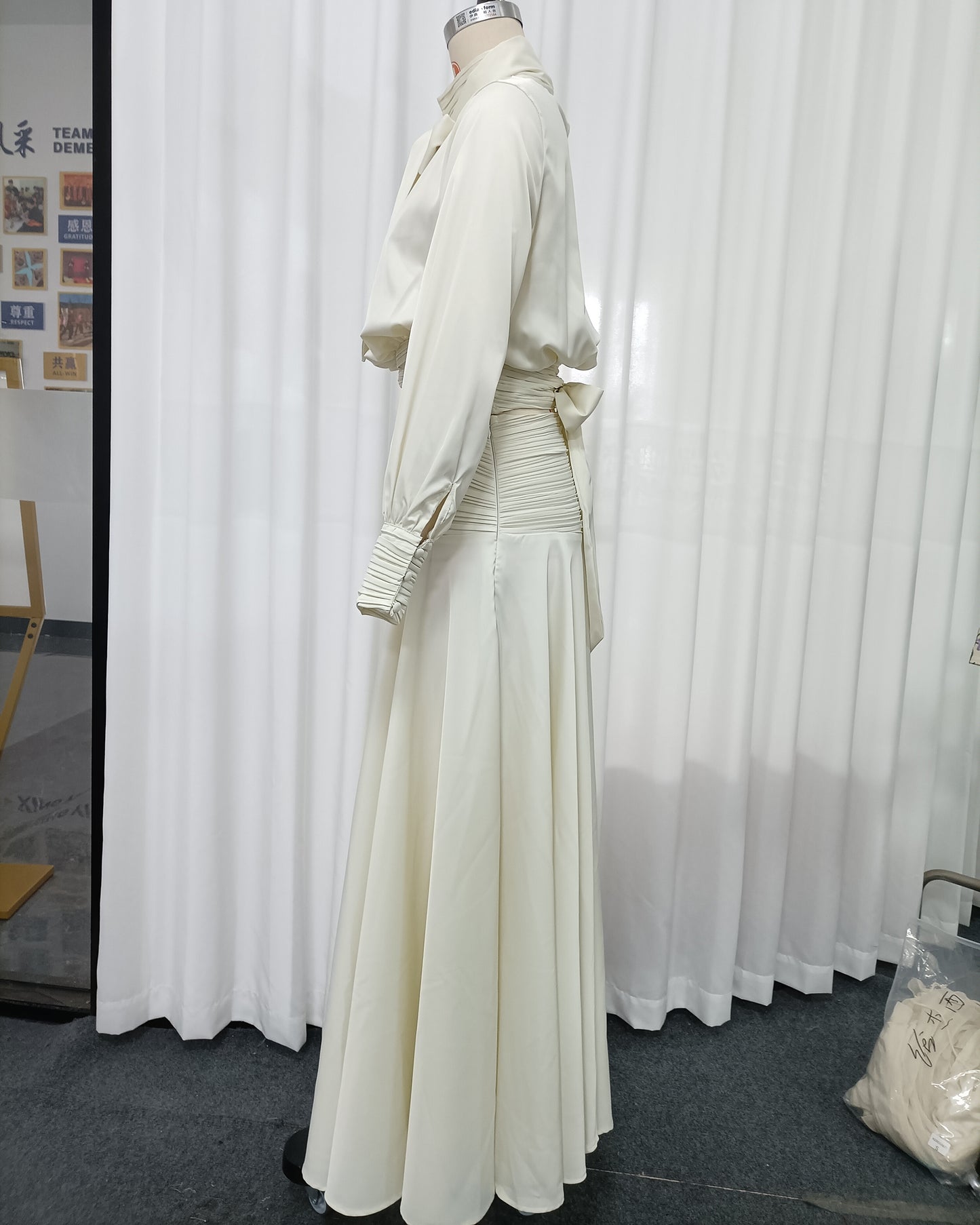 Apricot Bow Tie Smocked Waist Two-Piece Set