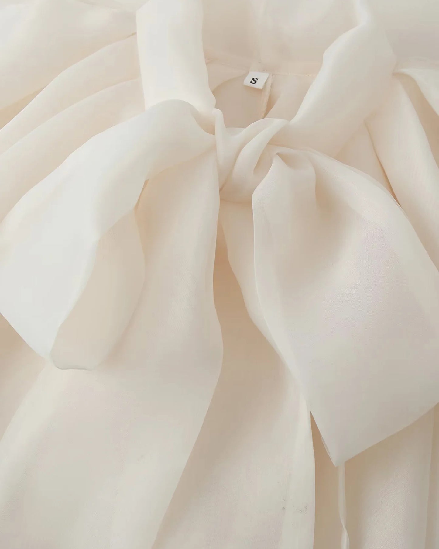 Apricot Bowknot Stand Collar Loose Blouse
