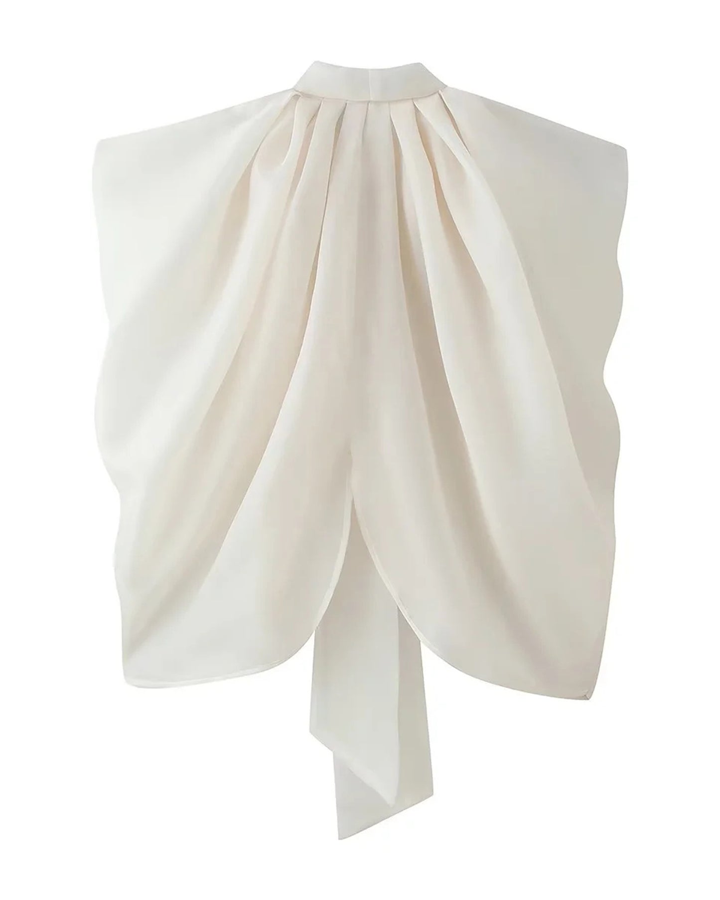 Apricot Bowknot Stand Collar Loose Blouse