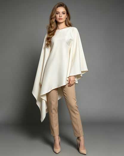 Apricot Cape Sleeve Asymmetric Top