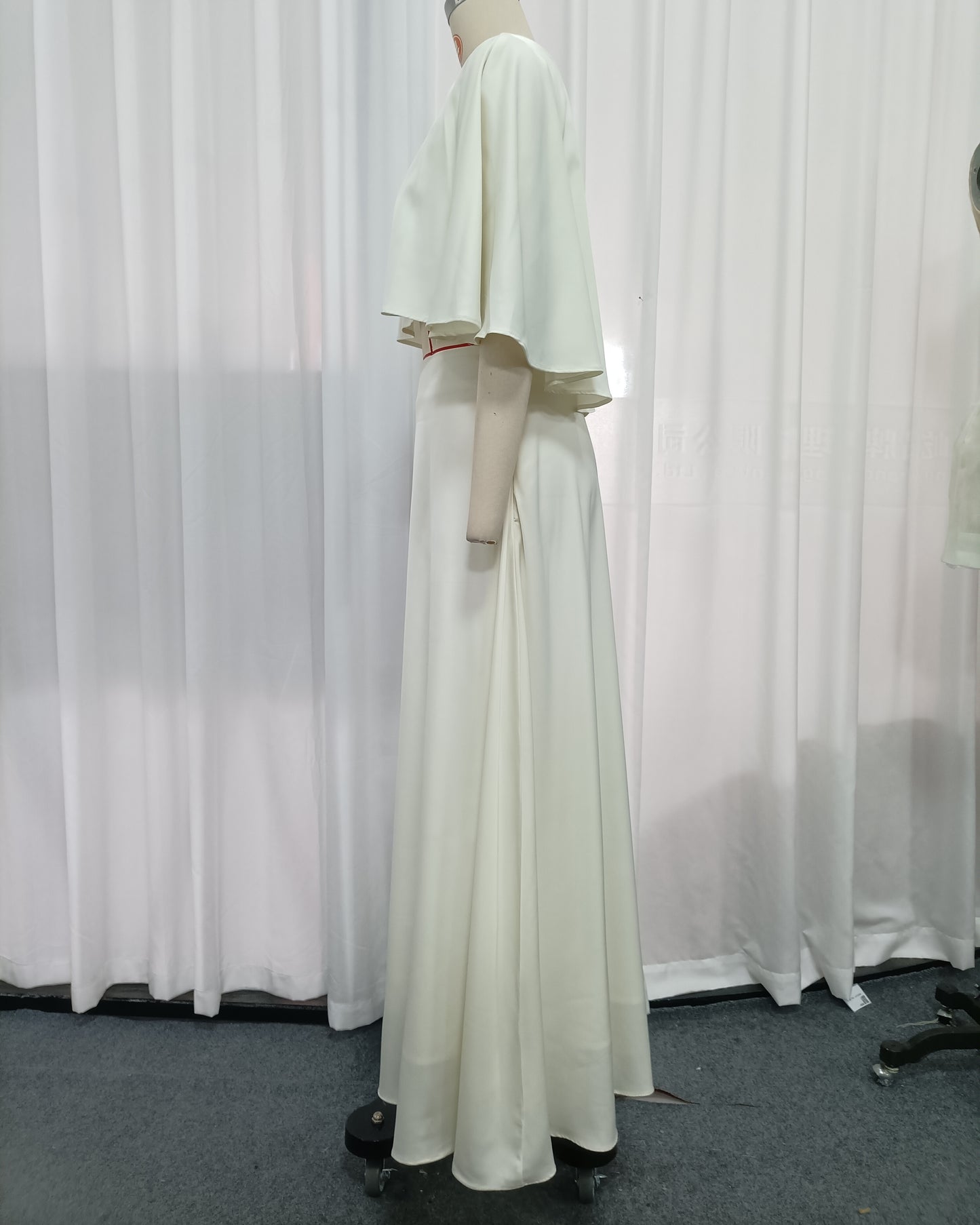 Apricot Cape Sleeve Crop Top High Waist Skirt Set