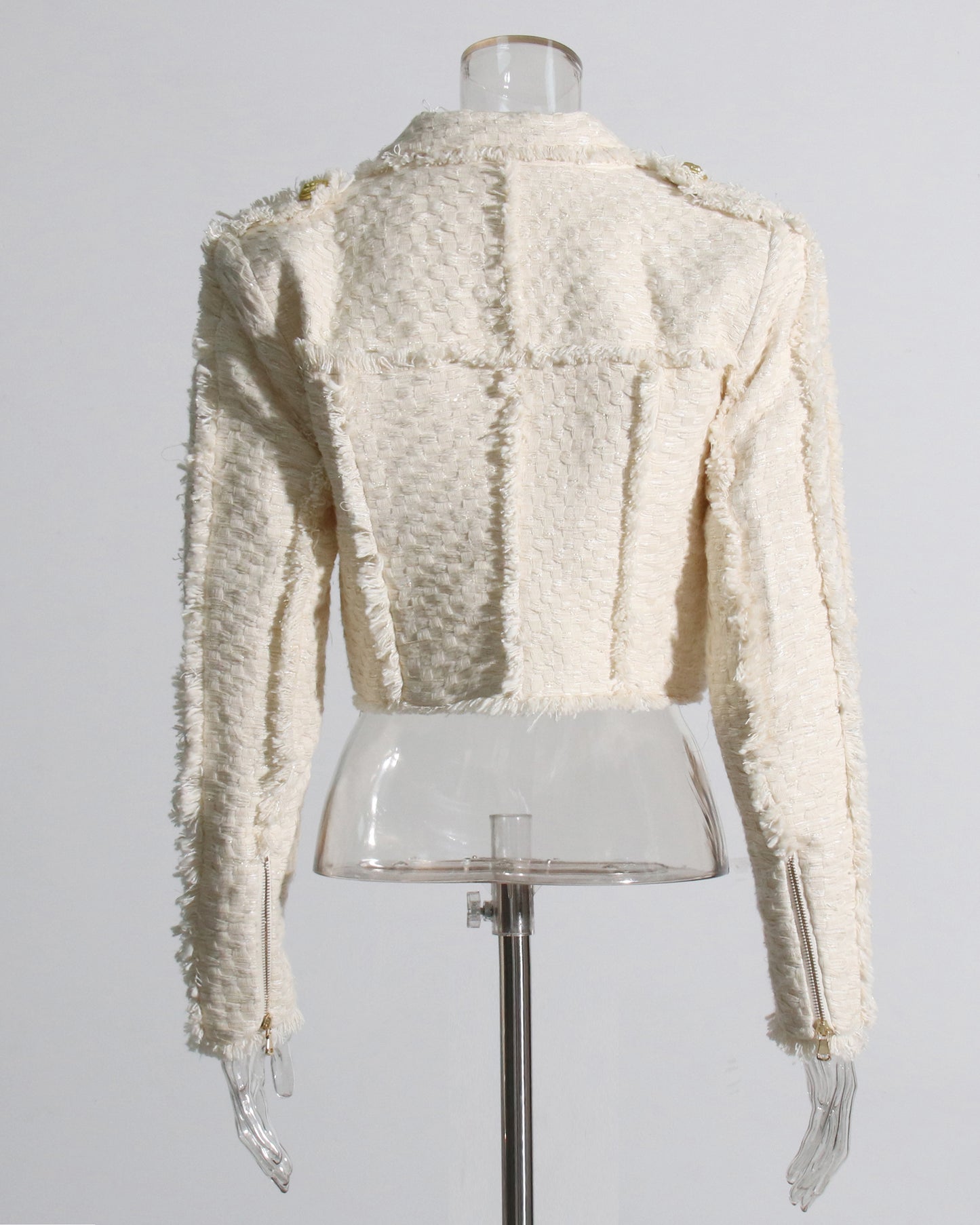 Apricot Cropped Blazer with Gold Buttons