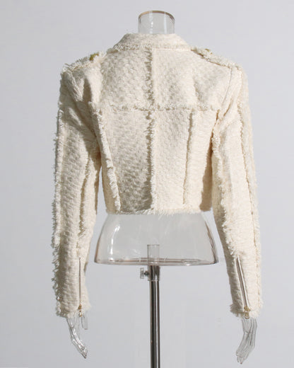 Apricot Cropped Blazer with Gold Buttons