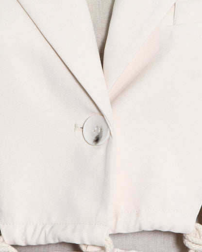 Apricot Cropped Blazer with Ruched Cutout Waist