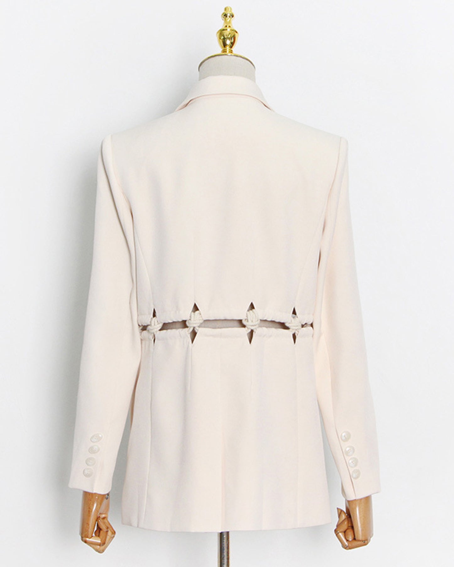 Apricot Cropped Blazer with Ruched Cutout Waist