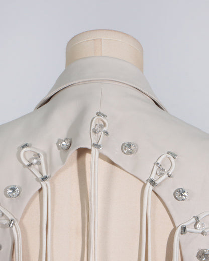 Apricot Double-Breasted Blazer Back Tassels