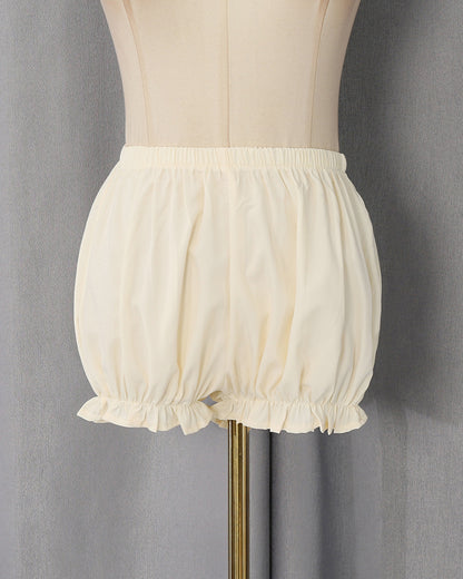 Apricot Embroidery Chiffon Ruffle Hem Mini Dress