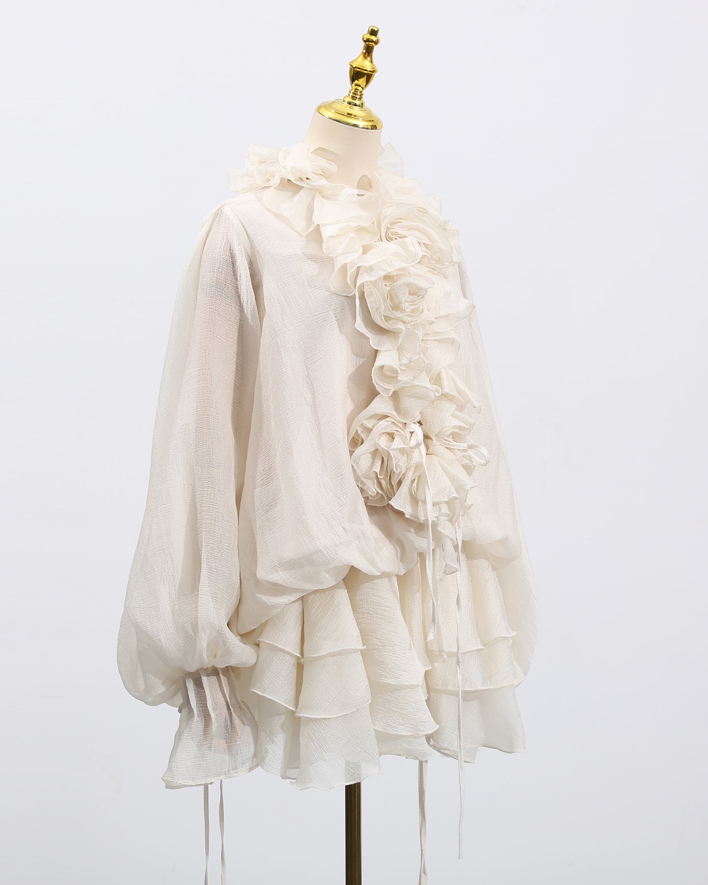 Apricot Floral Ruffle Mini Dress