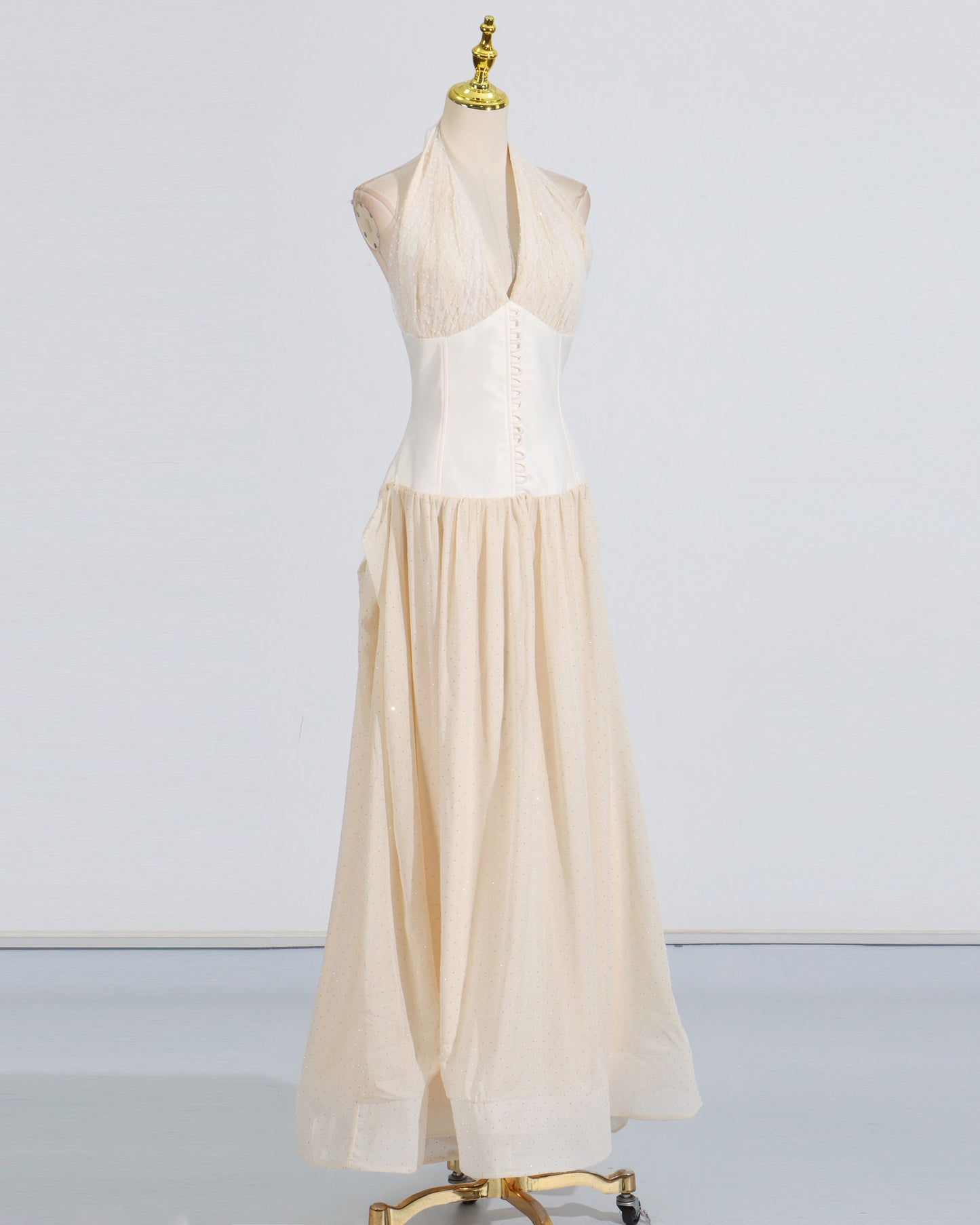 Apricot Halter Neck Gown