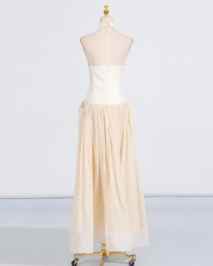 Apricot Halter Neck Gown