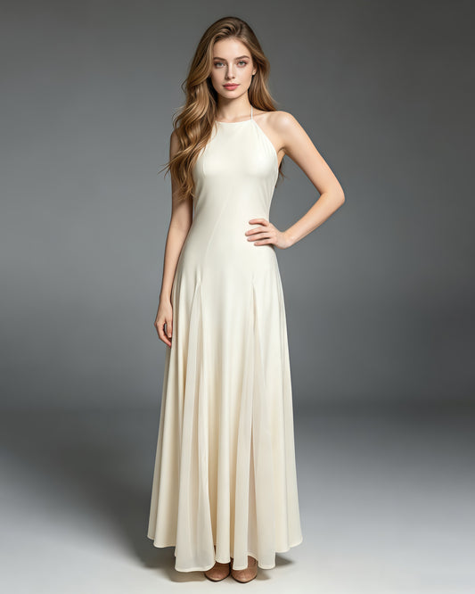 Apricot Halter Neck Tunic Maxi Dress