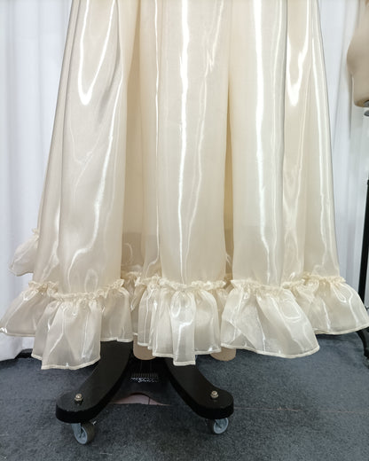 Apricot Halter Ruffled Organza Maxi Dress