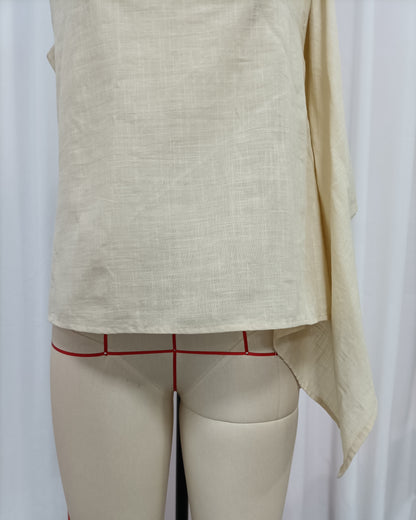 Apricot Linen Asymmetric Sleeveless Blouse