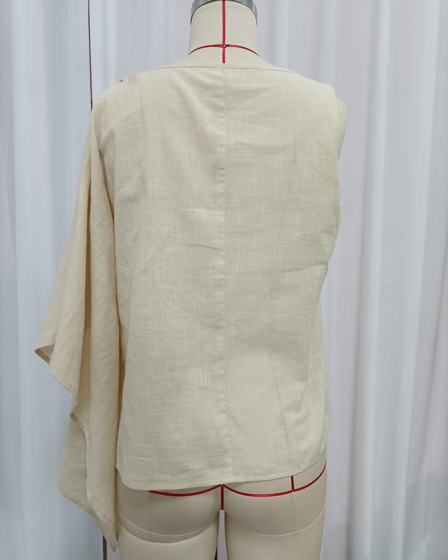 Apricot Linen Asymmetric Sleeveless Blouse