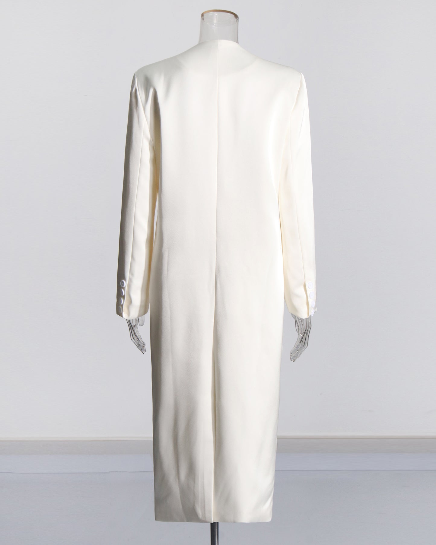 Apricot Longline Jacket with Shoulder Flower Accent