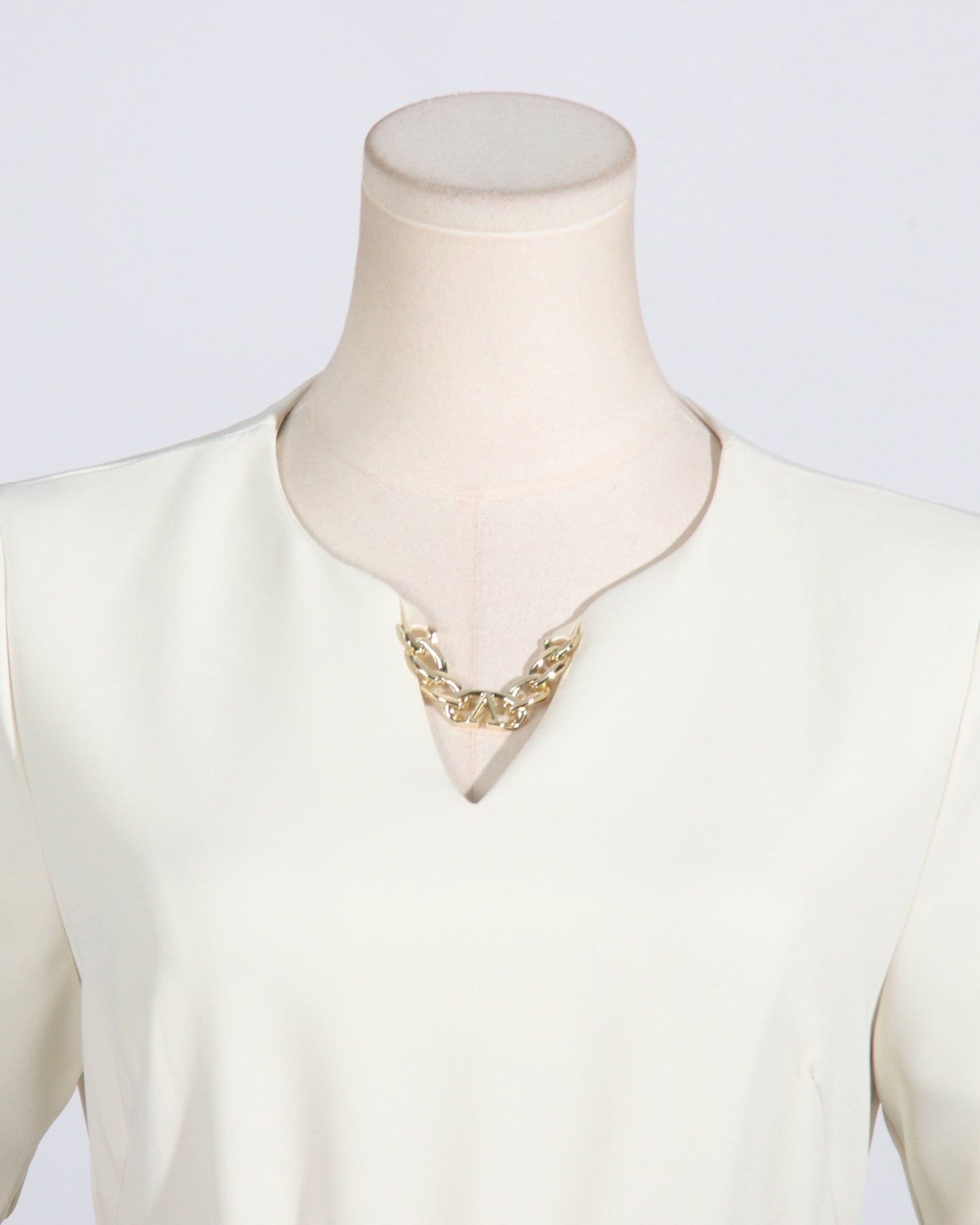 Apricot Midi Dress with 3D Roses & Chain Neckline