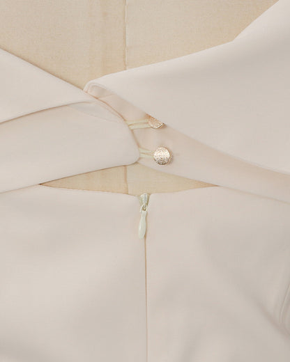 Apricot Off-Shoulder Asymmetric Two-Piece Set