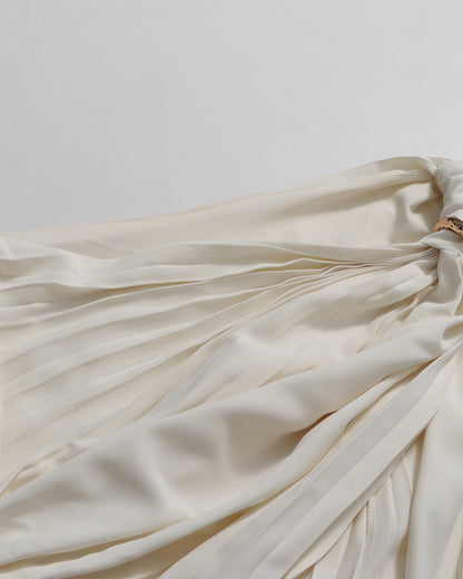 Apricot One-Shoulder Draped Maxi Dress