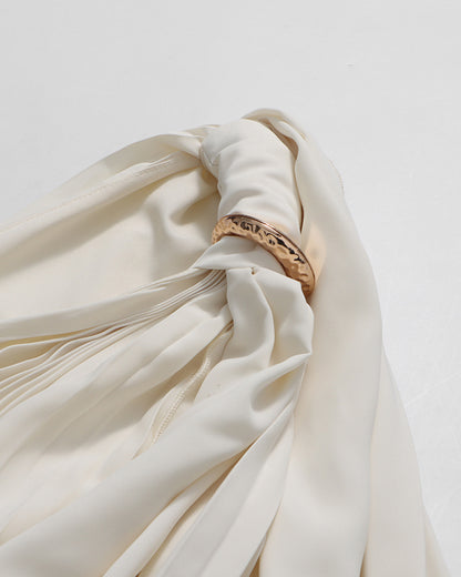 Apricot One-Shoulder Draped Maxi Dress