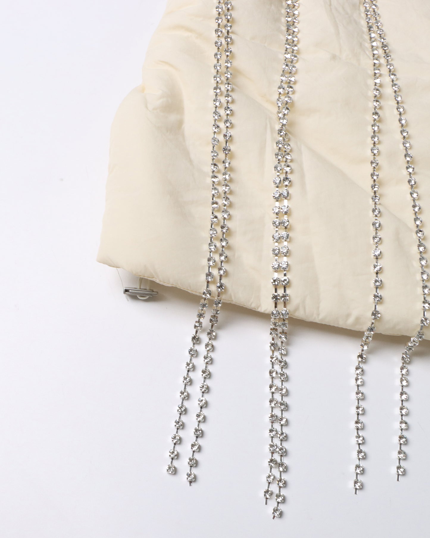 Apricot Quilted Jacket with Crystal Fringe Embellishment