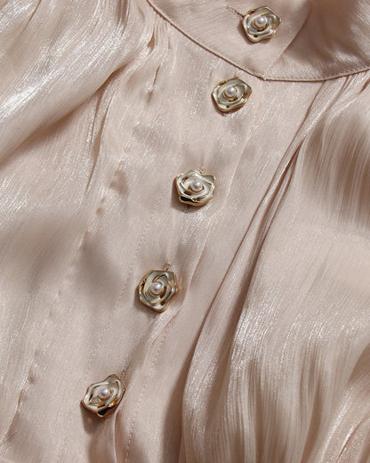 Apricot Ruched Waist Tiered Midi Dress