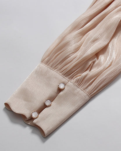 Apricot Ruched Waist Tiered Midi Dress