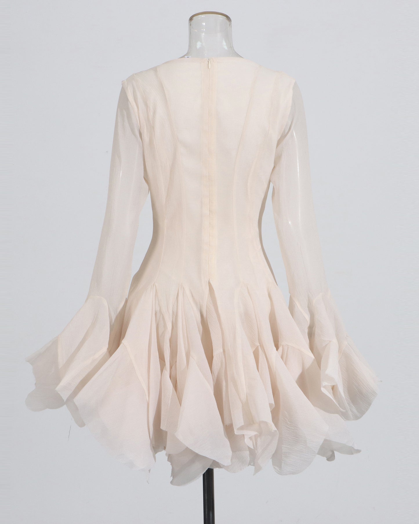 Apricot Ruffle Hem Mini Dress