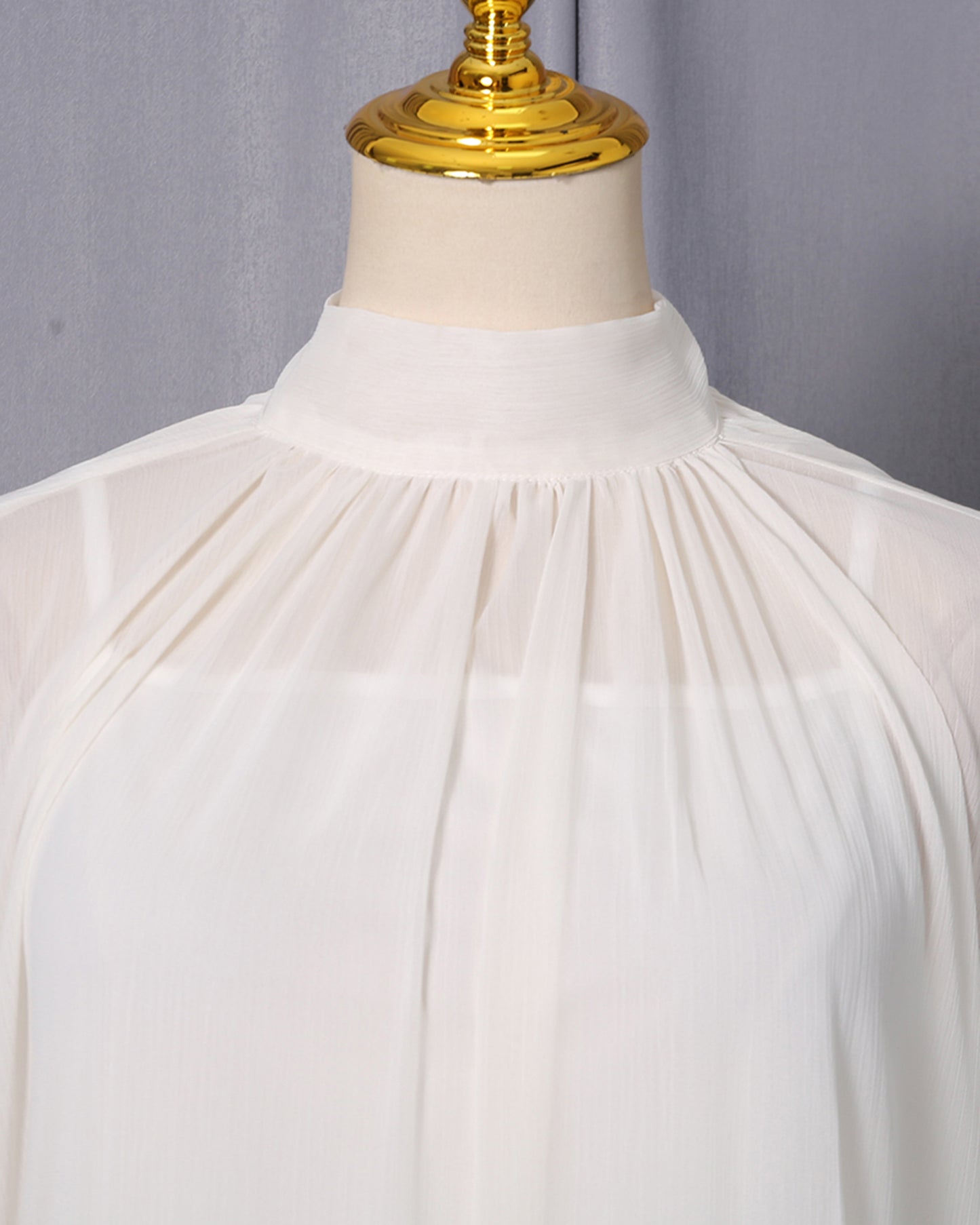 Apricot Ruffle High Neck Chiffon Maxi Dress