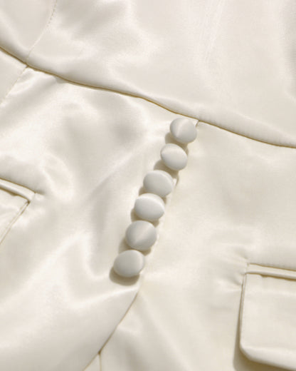 Apricot Satin High Neck Top & Skirt Set