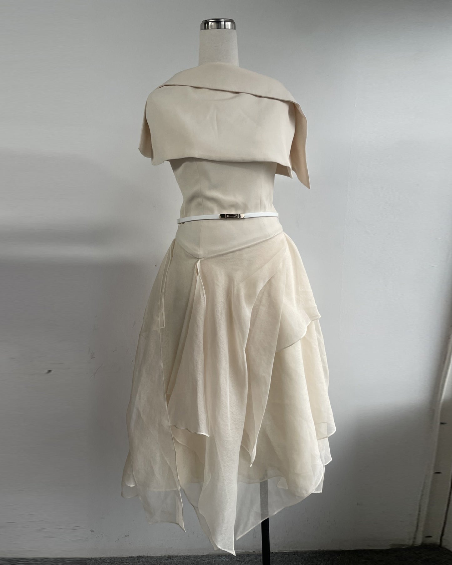 Apricot Dress & Cape 2-Piece Set