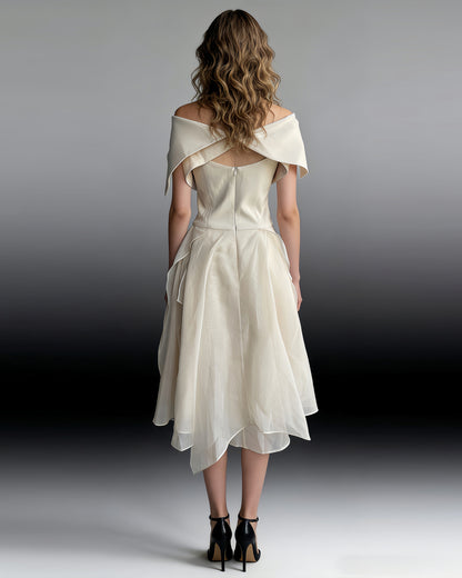 Apricot Dress & Cape 2-Piece Set