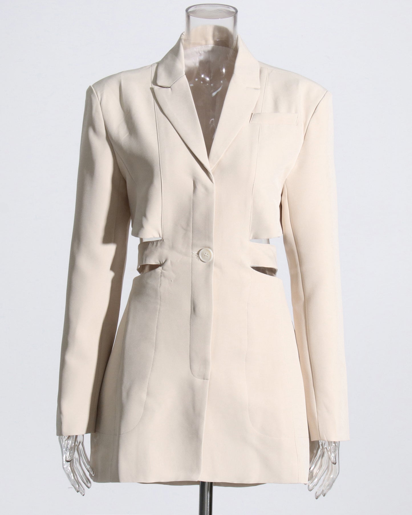 Apricot Solid Lapel Cutout Blazer